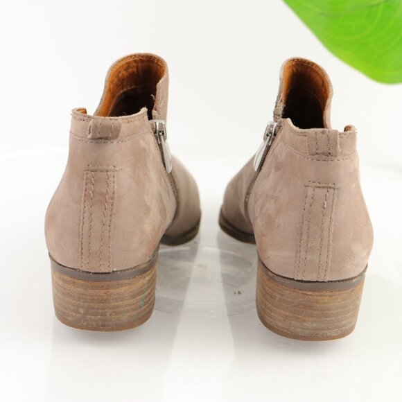 Franco Sarto Womens Laslo Boot Size 8 Tan Nubuck Bootie Low Block Heel Comfy - Picture 5 of 12